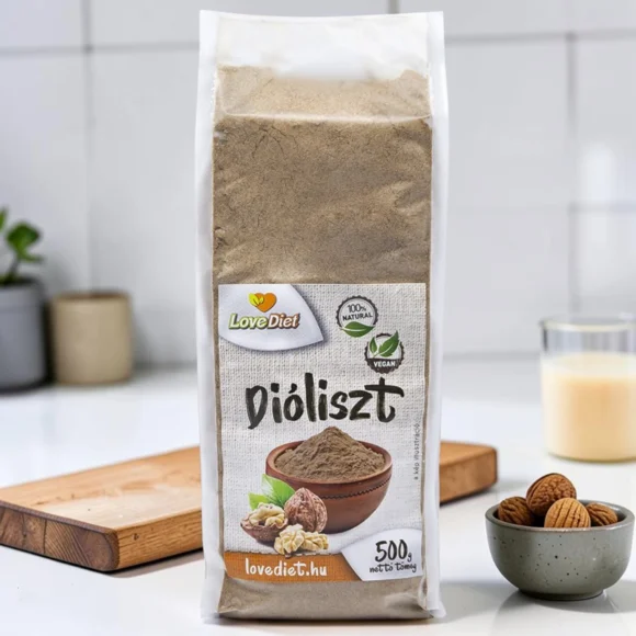 zsírtalanított dióliszt, mentes sütési alapanyag, szénhidrátcsökkentett liszt, gluténmentes liszt