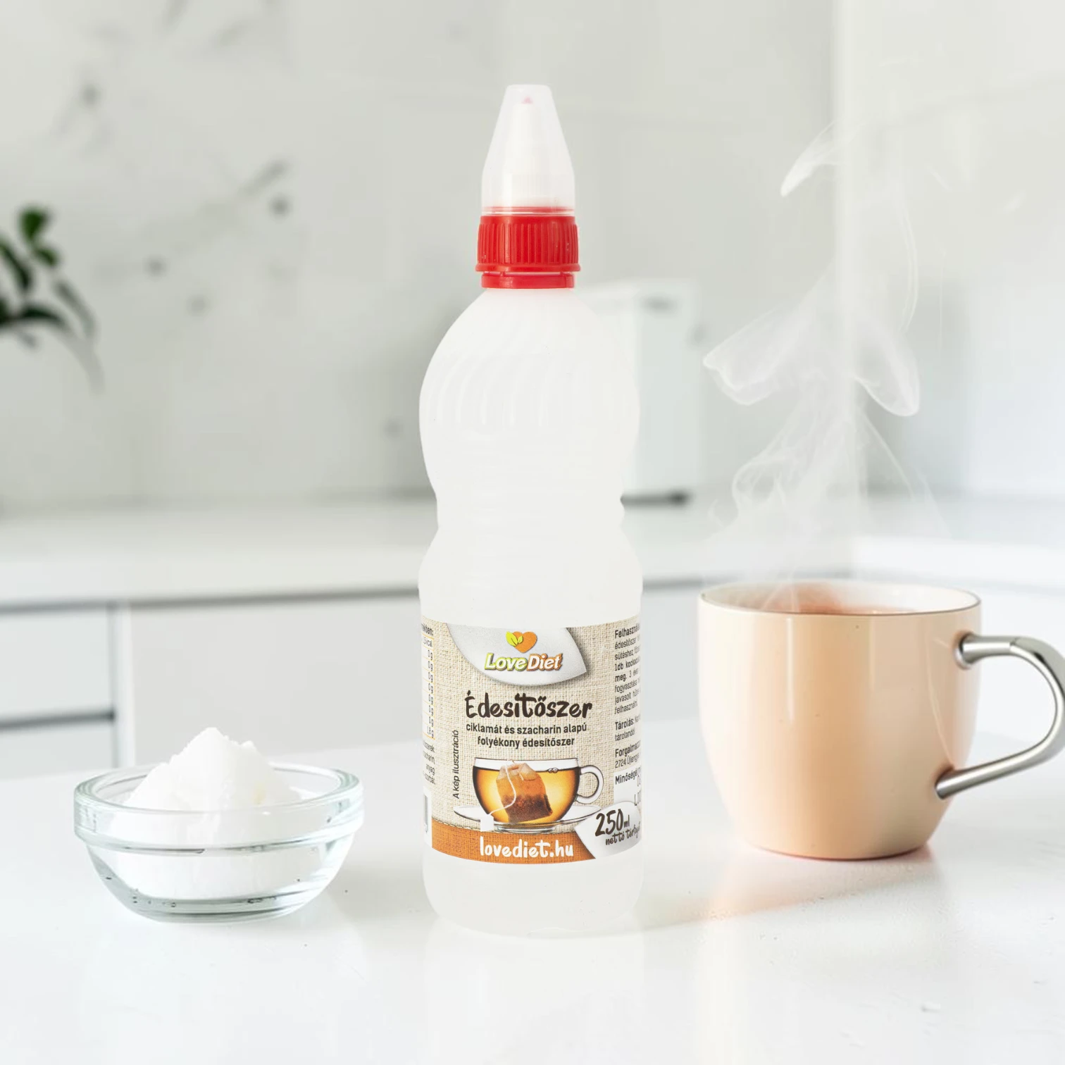 mesterséges folyékony édesítő, diétás édesítőoldat, cukorhelyettesítő készítmény, folyékony édesítő 250ml