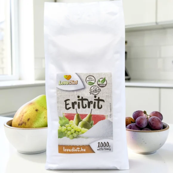 természetes édesítőszer, 0 kalóriás cukorpótló, mentes édesítő alapanyag, eritritol 1kg, cukorhelyettesítő kristály