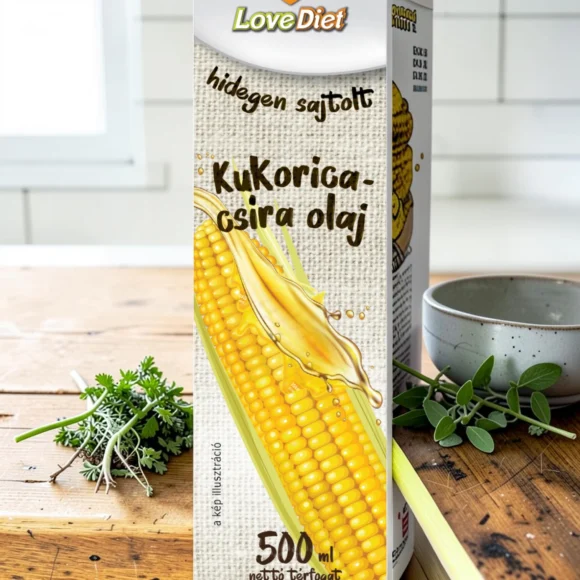 hidegen sajtolt olaj, diétás alapanyag, kukoricacsíra olaj 500ml, E-vitamin forrás, egészséges étolaj