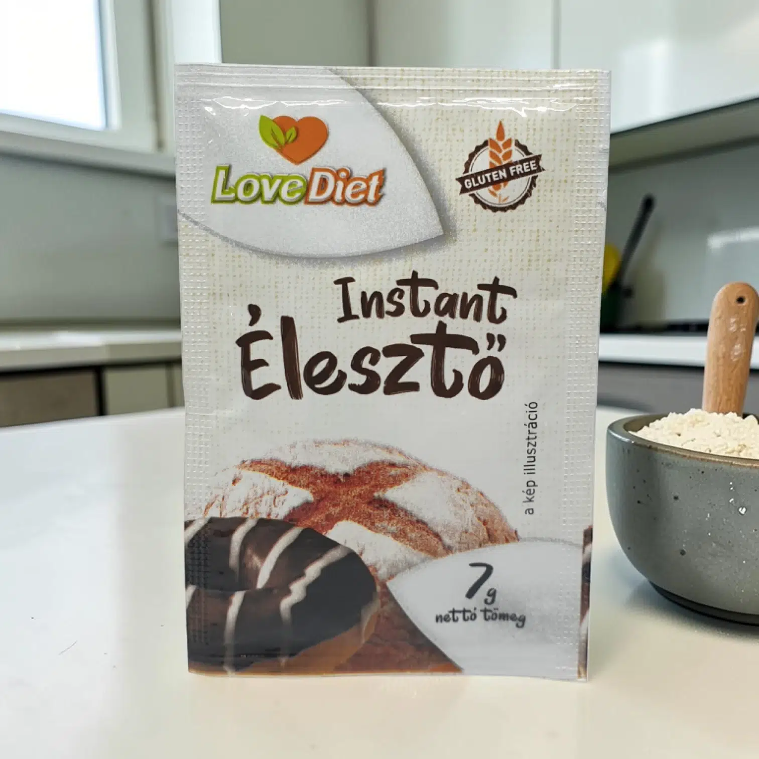 gluténmentes élesztő, diétás alapanyag, mentes élesztő, instant élesztő 7g, gluténmentes sütés