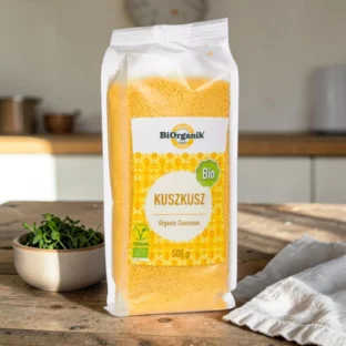 BIO kuszkusz 500g, prémium bio gabonafélék, organikus durumbúza-darát, bio gabona, növényi köret, apró szemű növényi köret