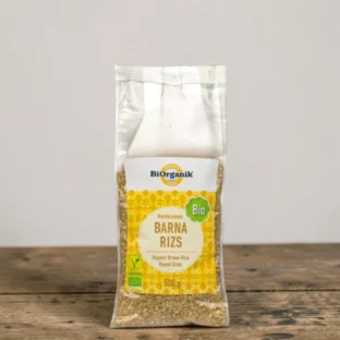 BIO barna rizs kerekszemű 500g, prémium bio gabonafélék, organikus és teljes értékű rizsfajtát, bio gabona, növényi köret, kerekszemű barna rizs
