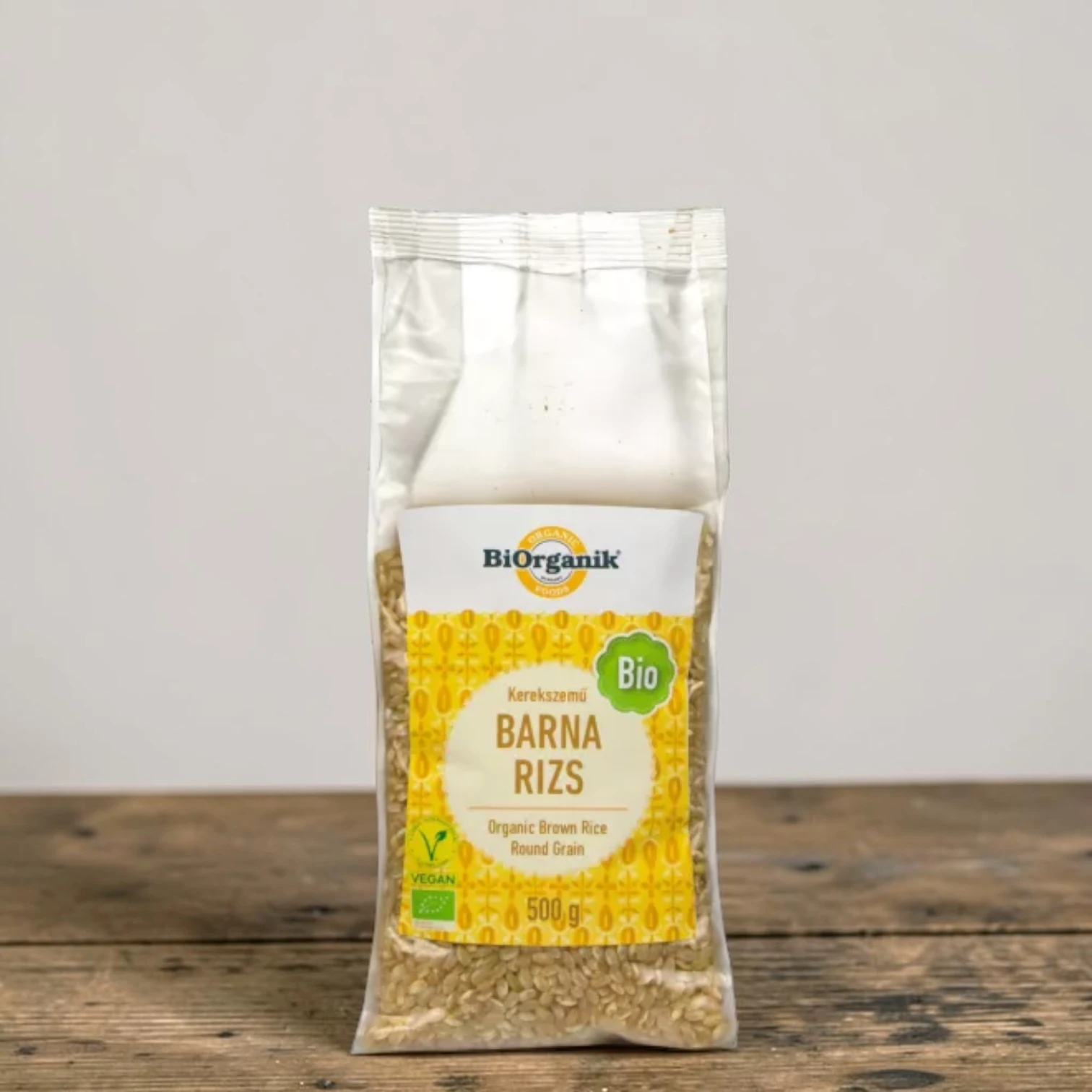 BIO barna rizs kerekszemű 500g, prémium bio gabonafélék, organikus és teljes értékű rizsfajtát, bio gabona, növényi köret, kerekszemű barna rizs