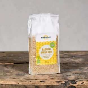 BIO basmati barna rizs 500g, prémium bio gabonafélék, organikus és prémium rizsfajtát, bio gabona, növényi köret, barna basmati rizs