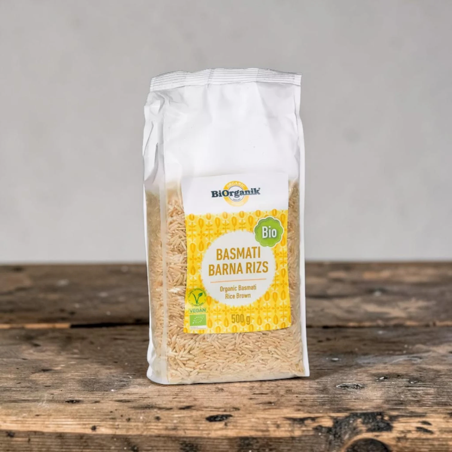BIO basmati barna rizs 500g, prémium bio gabonafélék, organikus és prémium rizsfajtát, bio gabona, növényi köret, barna basmati rizs