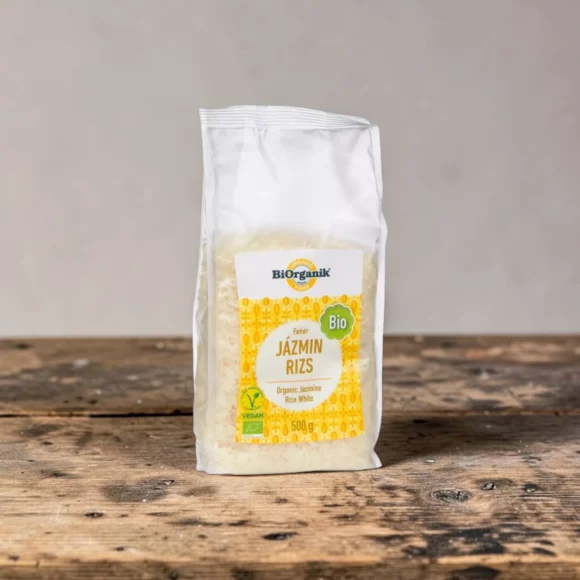 BIO jázminrizs fehér 500g, prémium bio gabonafélék, organikus és illatos rizsfajtát, bio gabona, növényi köret, fehér jázmin rizs