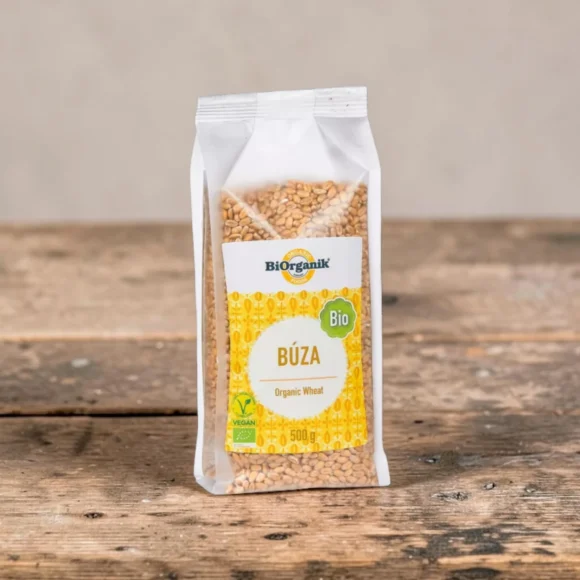 BIO búza 500g, prémium bio gabonák, bio gabona, teljes értékű bio gabonaszem, növényi alapanyag, egész szemű búza