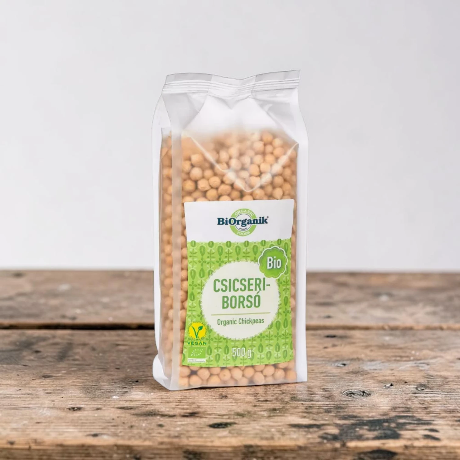 BIO csicseriborsó 500g, prémium bio hüvelyesek, organikus és tápláló alapanyagot, bio termék, növényi alapanyag, száraz csicseriborsó