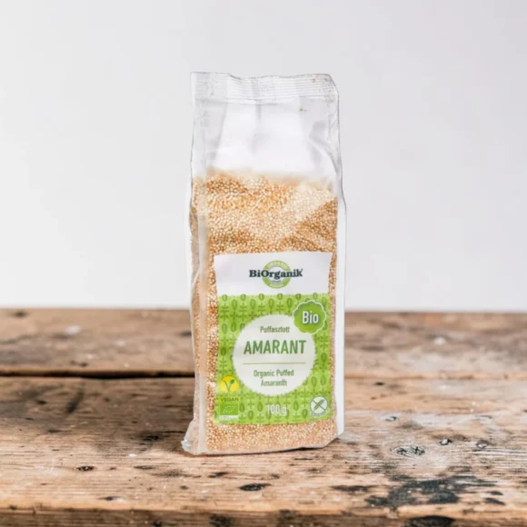 BIO puffasztott amarant 100g, prémium bio pelyhek, organikus álgabonát, bio termék, növényi ropogós, puffasztott álgabona