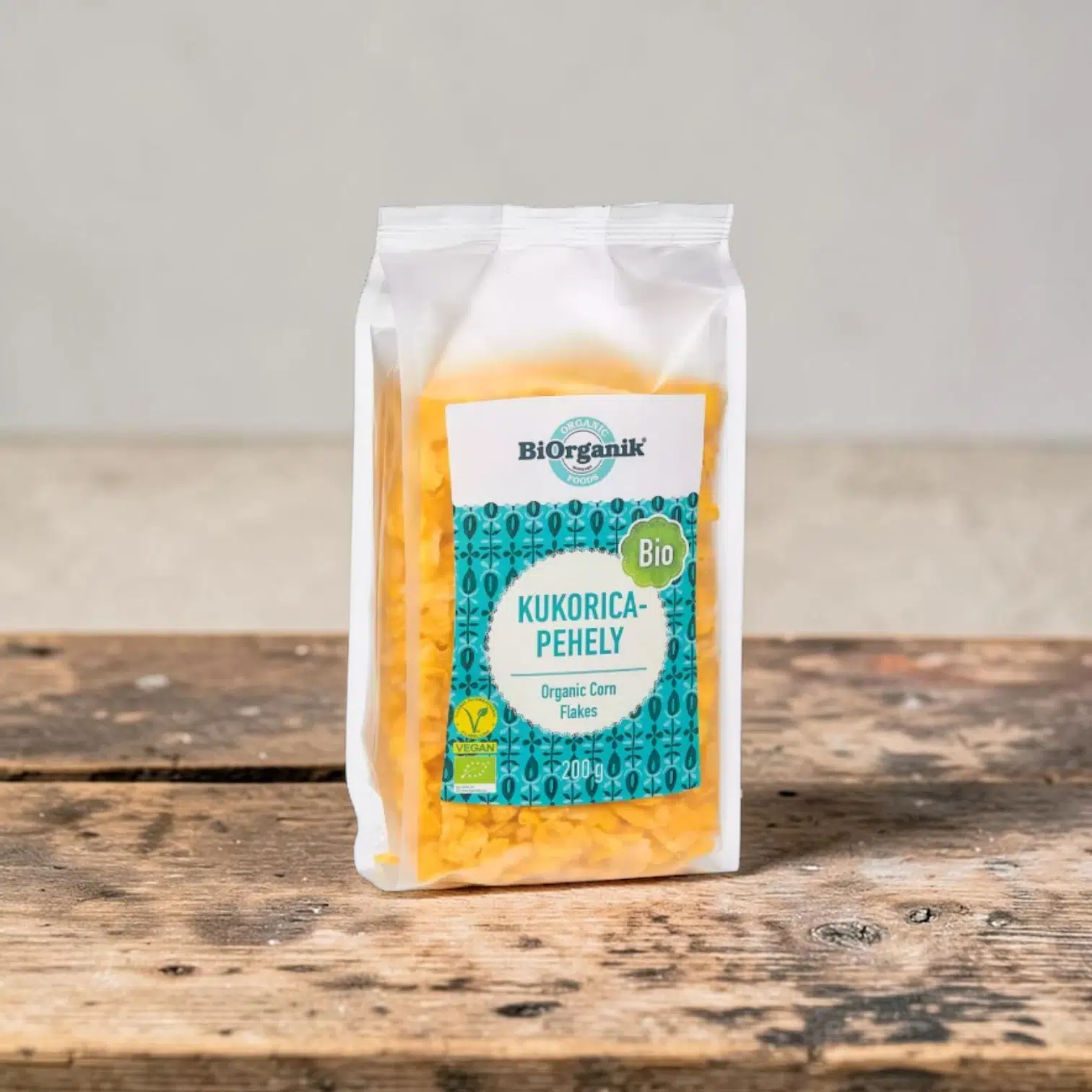 BIO kukoricapehely -cukormentes 200g, prémium bio reggelik, laktózmentes kukoricapehely, vegán kukoricapehely, növényi reggeli alap, finom tiszta bio cukormentes kukoricapehely