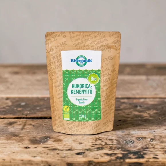 BIO kukoricakeményítő 250g, prémium bio lisztalternatívák, organikus sűrítőt, bio termék, növényi alapanyag, tiszta kukorica keményítő