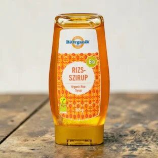 BIO rizsszirup 365g, prémium bio édesítők, fruktózmentes növényi szirupot, bio édesítő, növényi alapanyag, aranysárga rizsszirup