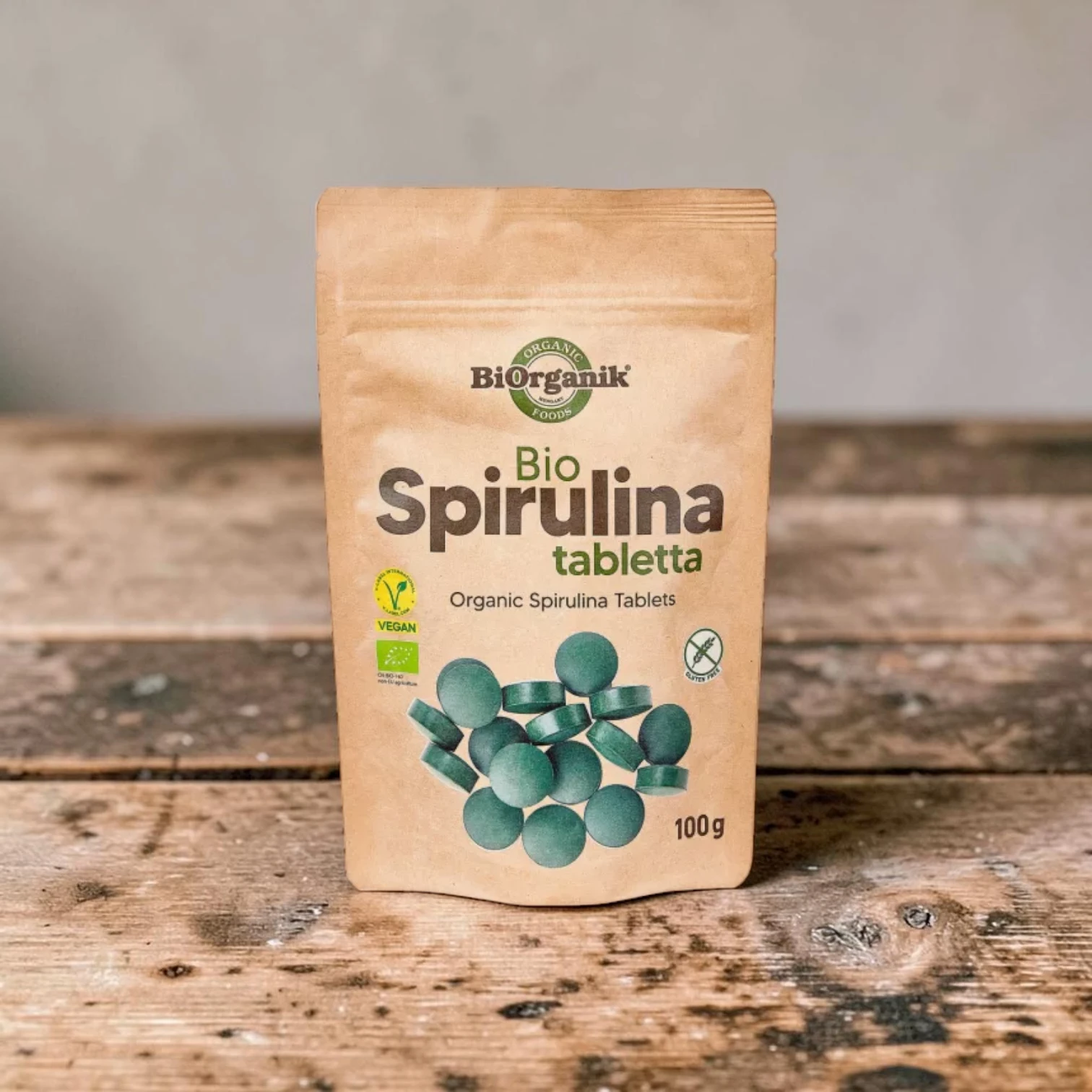 BIO spirulina alga tabletta 100g, alga termékek, bio étrend-kiegészítő, zöld szuperélelmiszer, mikroalga tabletta, spirulina alga tabletta 100g kiszerelésben