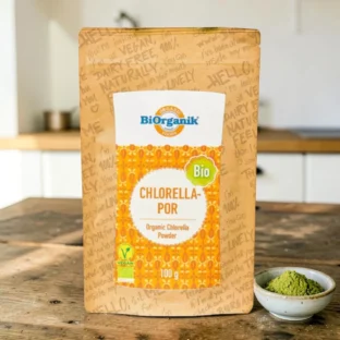 BIO chlorella alga por 100g, prémium bio szuperélelmiszerek, laktózmentes chlorella, vegán zöldalga, növényi szuperélelmiszer, finom tiszta algapor