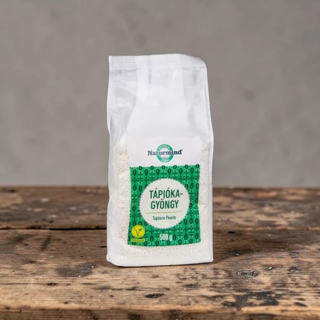 tápiókagyöngy 500g, gluténmentes kása, mentes reggeli alapanyag, könnyen emészthető étel, hozzáadott cukormentes kása, növényi alapú táplálkozás