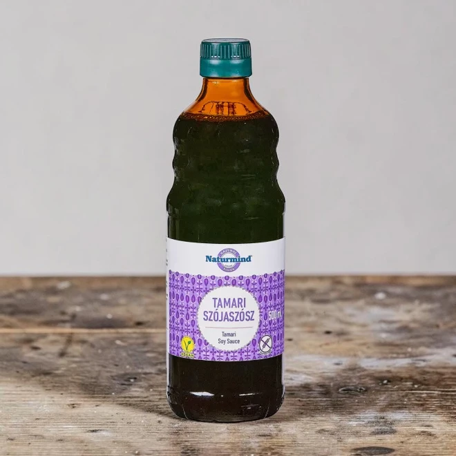 Naturmind tamari (szójaszósz) 500ml, prémium fűszerek, tradicionális tamari szószt, növényi ízesítő, növényi alapanyag, búzafehérje mentes szójaszósz