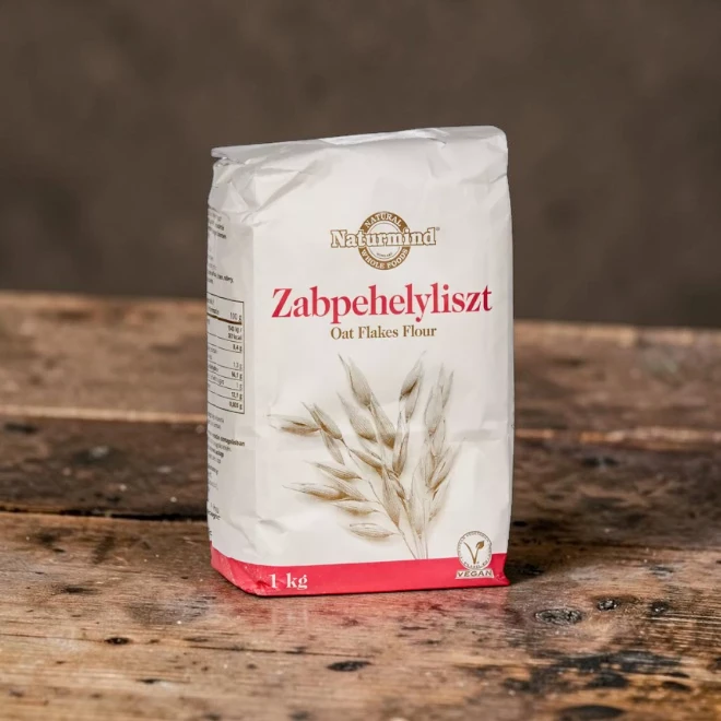 Naturmind zabpehelyliszt 1000g, prémium alternatív lisztek, laktózmentes zabpehelyliszt, vegán zabpehelyliszt, növényi alapanyag, finom zabpehely liszt