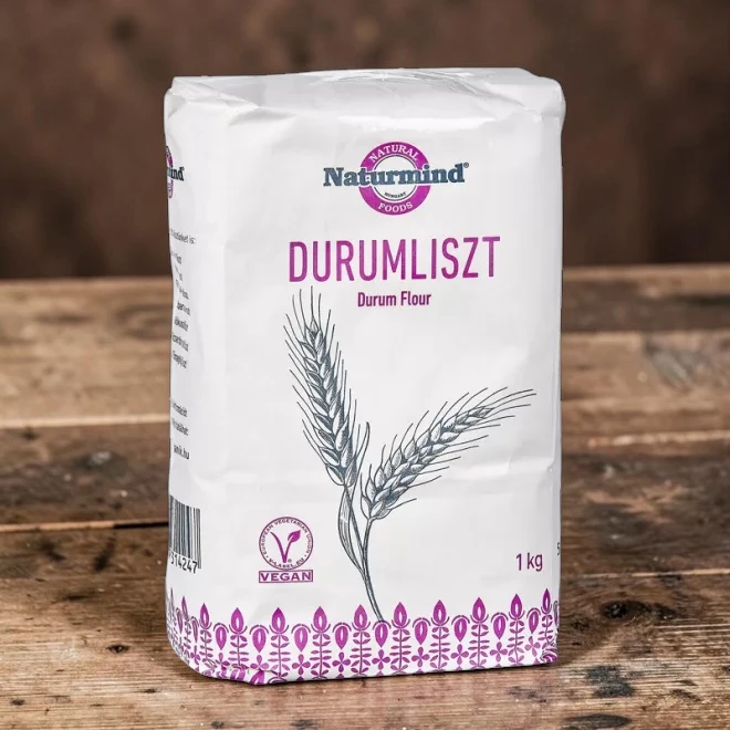 durumliszt 1000g, prémium durum búza, könnyen emészthető étel, növényi alapú táplálkozás, tojásmentes házi tészta, olaszos pizza alapanyag