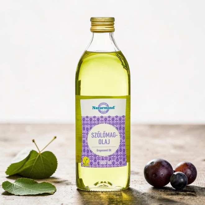 Naturmind szőlőmagolaj 1000ml, prémium növényi zsiradékok, laktózmentes szőlőmagolaj, vegán szőlőmagolaj, növényi zsiradék, finom gluténmentes szőlőmag olaj