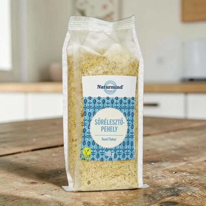 Naturmind sörélesztőpehely 100g, inaktív sörélesztő pehely, Naturmind sörélesztő pelyhet, prémium sörélesztő pelyhek, növényi élesztőpehely, vegán sajthelyettesítő, sörélesztőpehely 100g-os kiszerelése