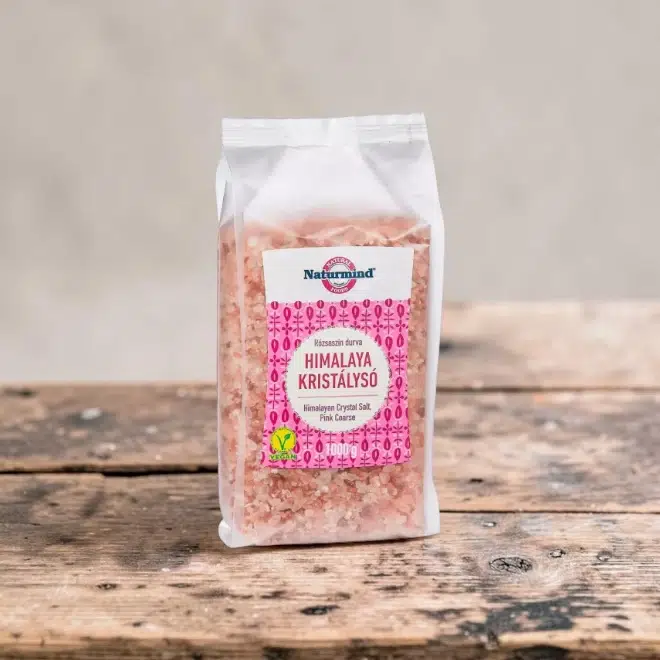 Naturmind Himalaya só, durva rózsaszín 1kg, prémium finomítatlan fűszerek, laktózmentes himalaya só, vegán himalaya só, növényi étrendet támogató ásványi fűszer, finom gluténmentes rózsaszín kristálysó