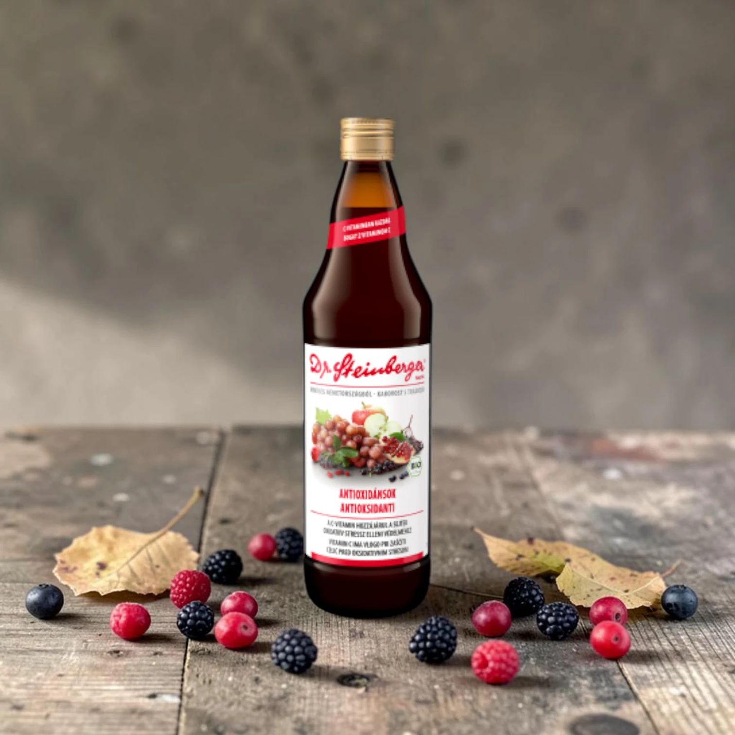 bio vegyes gyümölcslé, gluténmentes direktlé, Dr. Steinberger 750 ml, mentes gyümölcslé, antioxidáns hatású ital, funkcionális ital