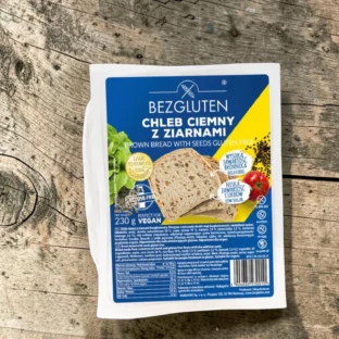 gluténmentes barna kenyér, diétás alapanyag, mentes pékáru, rostban gazdag kenyér, magvas mentes kenyér, gluténmentes szeletelt kenyér, BG 230g