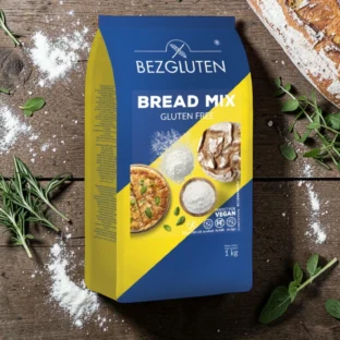 gluténmentes lisztkeverék, diétás alapanyag, mentes sütési alapanyag, gluténmentes kenyérliszt, mentes kenyér recept alap, BG 1000g, gluténmentes házi kenyér