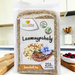 természetes lenmagpehely, diétás alapanyag, mentes pehely, lenmagpehely 250g, rostforrás diétához