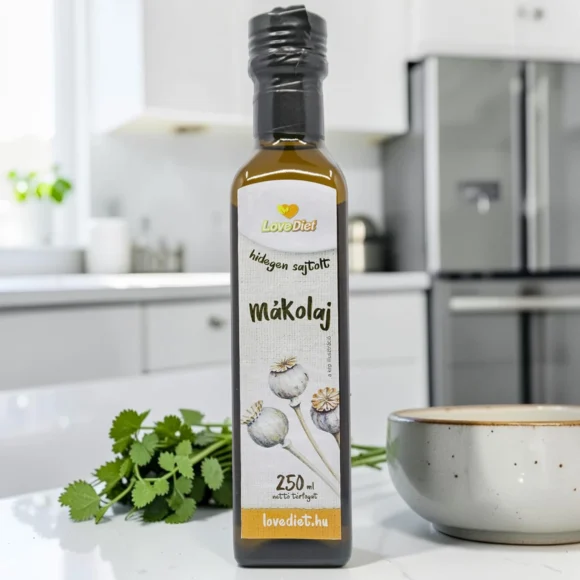 hidegen sajtolt mákolaj, diétás alapanyag, természetes olaj, mákolaj 250ml, kalcium forrás olaj