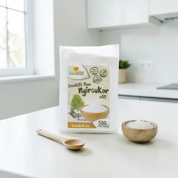 finn xilit, diétás alapanyag, mentes édesítő, eredeti nyírfacukor 500g, alacsony glikémiás indexű édesítőszer, xilit nyírfából