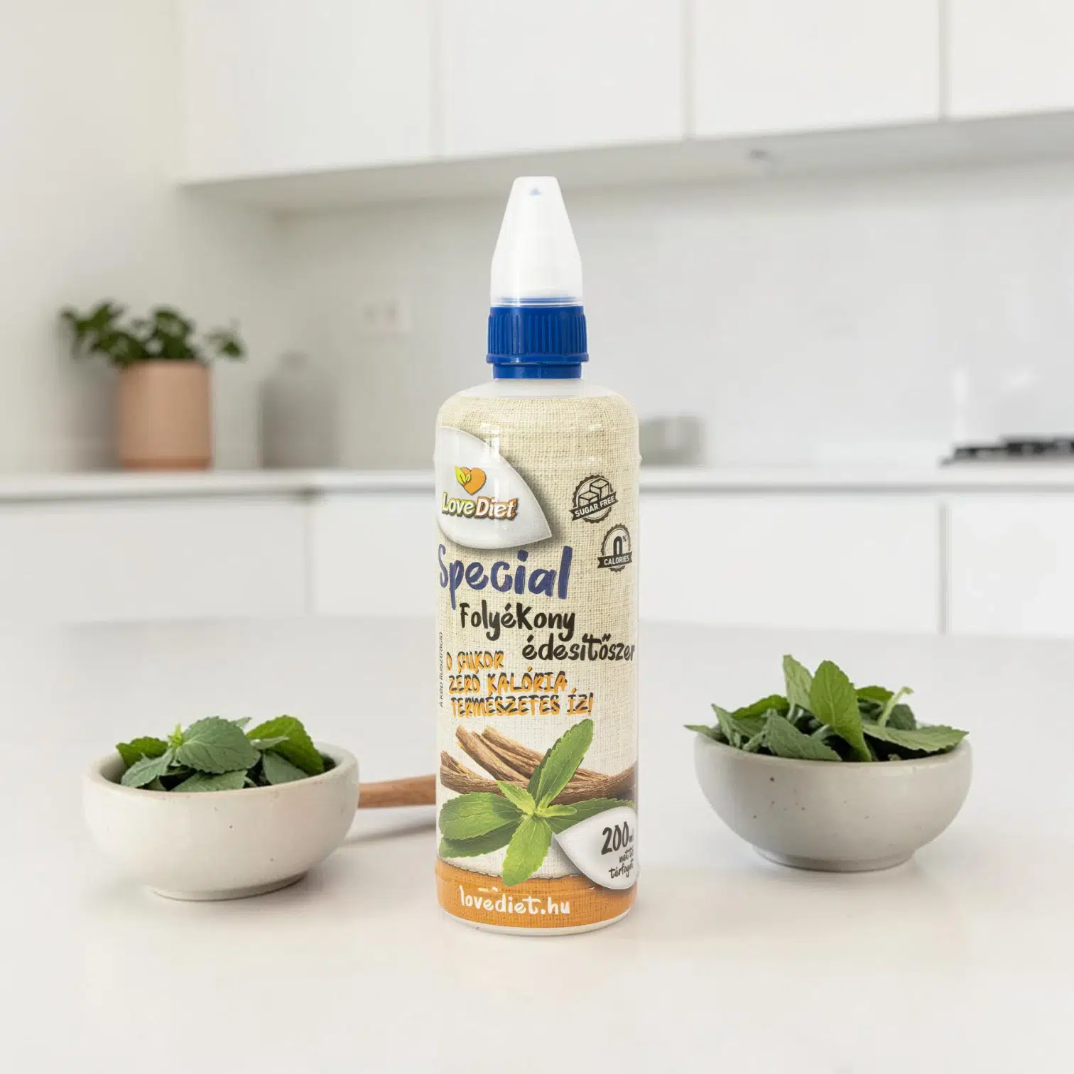 folyékony édesítő, diétás alapanyag, cukormentes édesítő, édesítőszer 200ml, kalóriamentes édesítőszer, mentes édesítő, cukorpótló sütéshez