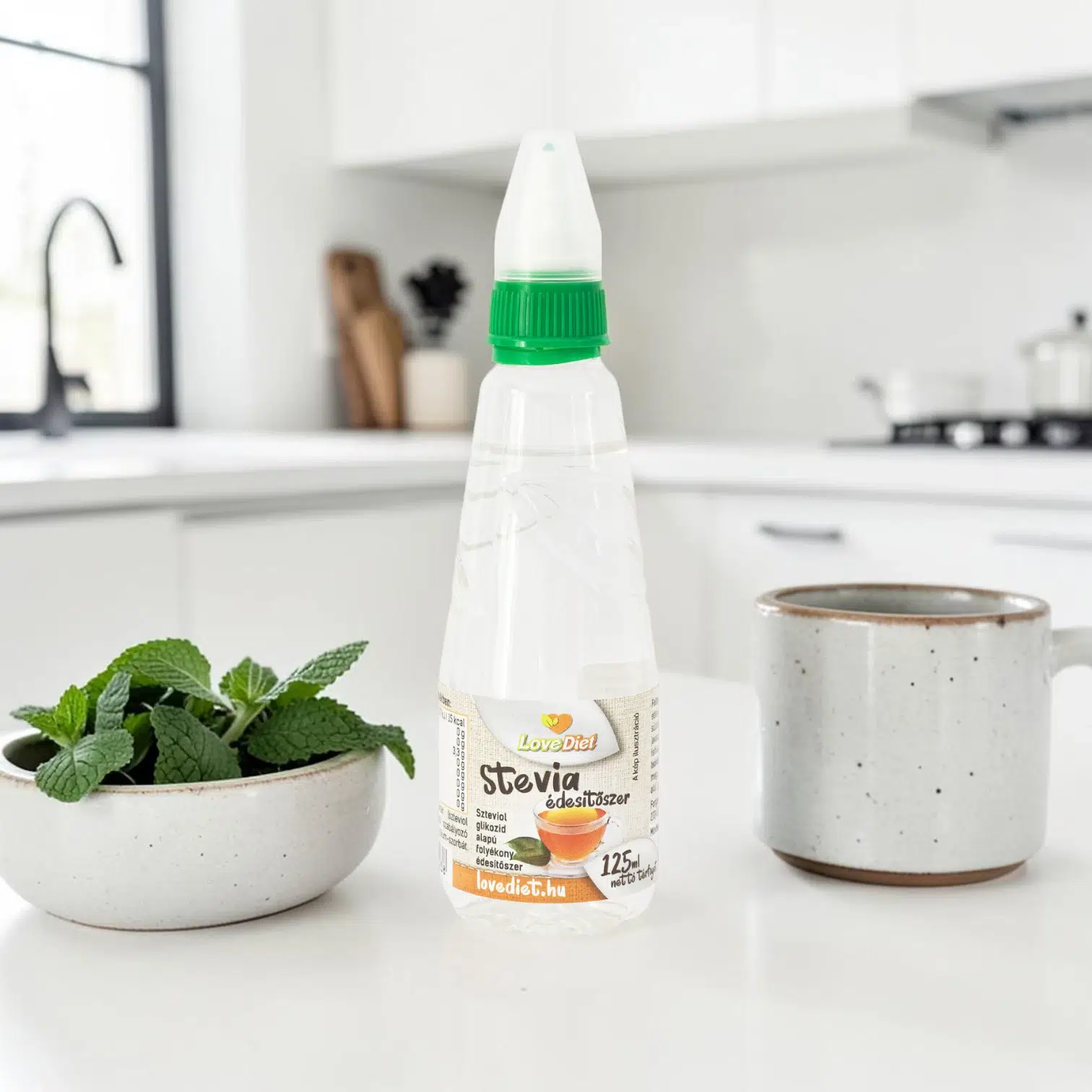 természetes stevia, diétás alapanyag, mentes édesítő, stevia csepp 125ml, természetes édesítő, cukorpótló, kalóriamentes édesítőszer