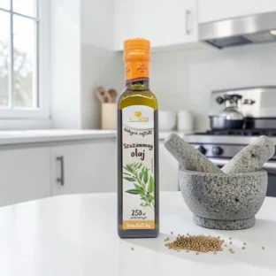Love Diet Szezámmagolaj 250 ml – Az ázsiai konyha aromás és egészséges kincse A Love Diet szezámmagolaj a legjobb választás számodra. Ezzel a termékkel nemcsak egy különleges, pirított magvas aromát viszel a konyhádba, hanem egy rendkívül értékes tápanyagforrást is. Ez a hidegen sajtolt szezámmagolaj kíméletes eljárással készül, így megőrzi a mag minden fontos összetevőjét, vitaminját és természetes antioxidánsát. Ez a diétás alapanyag karakteres ízvilágával már néhány csepp után is új dimenzióba emeli az ételeidet. Aranybarna színe és selymes állaga tökéletessé teszi a távol-keleti fogásokhoz és a modern reformkonyha receptjeihez. A 250 ml-es kiszerelés ideális ahhoz, hogy mindig frissen és intenzív illattal használd fel. Segít, hogy a tudatos táplálkozás és az egzotikus ízek harmóniája nálad is megvalósuljon minden nap. Miért a hidegen sajtolt szezámmagolaj és antioxidáns növényi olaj a legjobb választás? Sok finomított olajjal szemben ez a termék mentes a vegyi eljárásoktól és a magas hőtől, így megőrzi biológiai aktivitását. A Love Diet szezámmagolaj kiemelkedő mennyiségben tartalmaz egyszeresen és többszörösen telítetlen zsírsavakat, amelyek elengedhetetlenek a szív- és érrendszer védelméhez. Ez a prémium növényi olaj természetes forrása a szezaminnak és szezamolnak, amelyek erős antioxidáns hatással bírnak a szervezetben. Ez a diétás alapanyag segíti az anyagcsere folyamatokat és támogatja a bőr rugalmasságának megőrzését is. A mentes étolaj természetesen gluténmentes és vegán, így bármilyen speciális étrendbe biztonsággal beilleszthető. Mivel magas az E-vitamin tartalma, védi a sejteket az oxidatív stresszel szemben. Megbízható minőséget képvisel a hidegen sajtolt olajok piacán, hozzáadott tartósítószerek nélkül. Ideális választás azoknak, akik a funkcionális élelmiszereket és a tiszta forrásokat részesítik előnyben. Kreatív konyhai felhasználás és mentes receptek szezámmagolaj alapanyaggal Használd ezt a karakteres szezámmagolaj típust ázsiai wokban sült zöldségek, húsok vagy mentes tésztaételek ízesítésére. Ez a diétás alapanyag a legjobb választás salátaöntetek, pácok és mártogatók (például házi hummusz) készítéséhez. A Love Diet szezámmagolaj intenzív aromája miatt utólagos ízesítésre is kiváló: cseppents belőle a kész krémlevesek tetejére vagy párolt köretekre. Szuper választás mentes sushi készítéséhez vagy különleges, magvas sütemények tésztájába egyedi ízjegyként. Sütésnél ügyelj rá, hogy ne hevítsd túl magas hőfokra, hogy az értékes hatóanyagok és a finom illat ne sérüljenek. Remekül harmonizál a gyömbérrel, fokhagymával és a mentes szójaszósszal. Tárold hűvös, fénytől védett helyen, hogy az olaj hosszú ideig megőrizze prémium minőségét és frissességét. Tudatos táplálkozás és élettani előnyök a mentes életmód során Az egészséges életmód alapja a minőségi zsiradékok és a tiszta növényi kivonatok tudatos használata. Ez a hidegen sajtolt növényi olaj segít egyensúlyban tartani a szervezet koleszterinszintjét a mindennapok során. A Love Diet szezámmagolaj rendszeres fogyasztása hozzájárul az emésztőrendszer olajozott működéséhez és a vitalitás megőrzéséhez. Segít a zsírban oldódó vitaminok (A, D, E, K) hatékonyabb felszívódásában az ételeidből. Ez a diétás alapanyag a mentes kamra egyik legértékesebb és legpraktikusabb tartópillére számodra. Nem tartalmaz koleszterint vagy transzzsírsavakat, így támogatja a hosszú távú egészségmegőrzést. Támogatja a tudatos táplálkozókat abban, hogy az étkezés ne csak táplálás, hanem valódi gasztronómiai élvezet is legyen. Válaszd a szezám tiszta és ősi erejét a mesterségesen finomított, üres étolajok helyett. Minden egyes csepp olaj a belső egyensúlyodat és a sejtjeid védelmét szolgálja. Fenntarthatóság és tiszta forrású szezámmagolaj a modern konyhatechnológiában A tudatos vásárló értékeli a kíméletes feldolgozást és a természetes, vegyszermentes összetételt. Ez a mentes szezámmagolaj ellenőrzött forrásból származó szezámmagokból készül neked, figyelve a környezeti értékek megőrzésére. A gyártás során a mechanikai préselésre helyezik a hangsúlyt, elkerülve a kémiai oldószerek használatát. A Love Diet szezámmagolaj előállítása során megőrzik a mag eredeti tisztaságát és karakteres, diós aromáját. Ez a diétás alapanyag garantáltan GMO-mentes és 100% növényi eredetű, így a vegán konyha alapdarabja. A tiszta élelmiszer fogyasztása a legjobb módja annak, hogy minimalizáld a szervezetedet érő modern környezeti ártalmakat. Nem viszel be a testedbe felesleges színezékeket vagy mesterséges állományjavítókat az étkezésekkel. Ez az olaj megőrzi a természet tiszta energiáját és a modern konyha hatékonyságát nálad. Minden egyes üveg szigorú minőségi kontroll után kerül a polcokra, hogy te csak a legjobbat kapd. Tipp tőlem: Ha igazán autentikus ázsiai ízre vágysz, a Love Diet szezámmagolajat csak a sütés végén add az ételhez! Így a hő nem bontja le az aromákat, és az egész konyhádat betölti majd a sült magvak isteni illata!