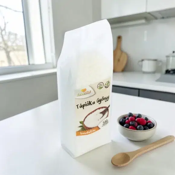 gluténmentes tápióka gyöngy, diétás alapanyag, mentes alapanyag, tápióka gyöngy 500g, manióka keményítő alapú mentes köret, alacsony zsírtartalmú alapanyag, zselés állagú mentes desszert