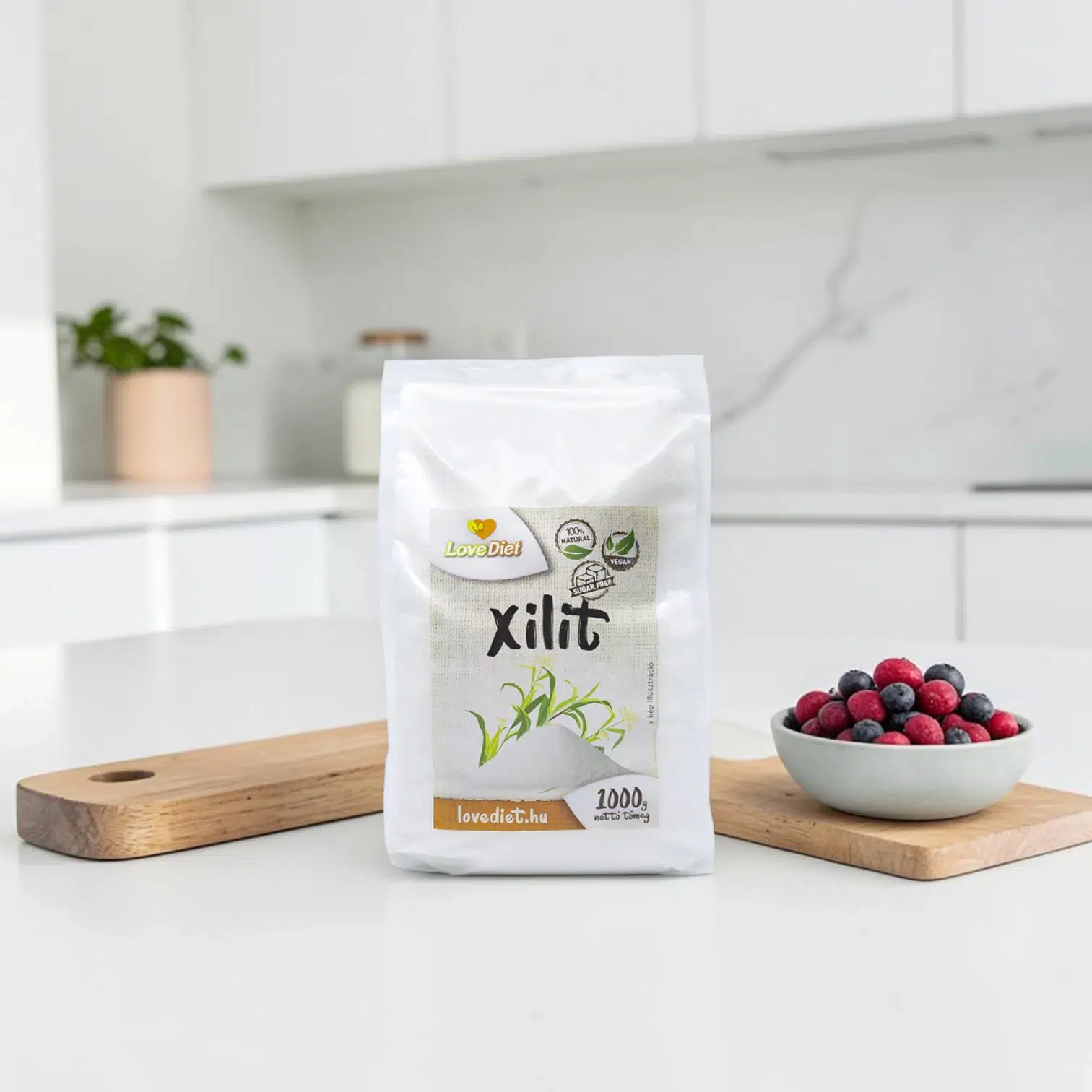 xilit 1 kg, diétás alapanyag, mentes édesítő, nyírfacukor néven ismert xilit, természetes édesítőszer, alacsony kalóriatartalmú édesítőszer, fogbarát cukorpótló
