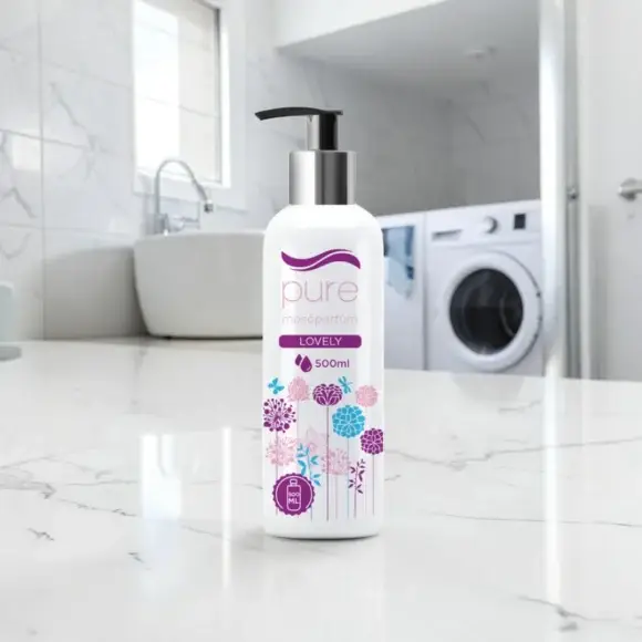Pure Lovely mosóparfüm, hosszan tartó mosóparfüm, vegán mosóparfüm Pure Lovely, antiallergén mosóparfüm Pure Lovely, Pure Lovely illatú mosóparfüm, textil illatosító mosóparfüm, virágos mosóparfüm, öblítő alternatíva