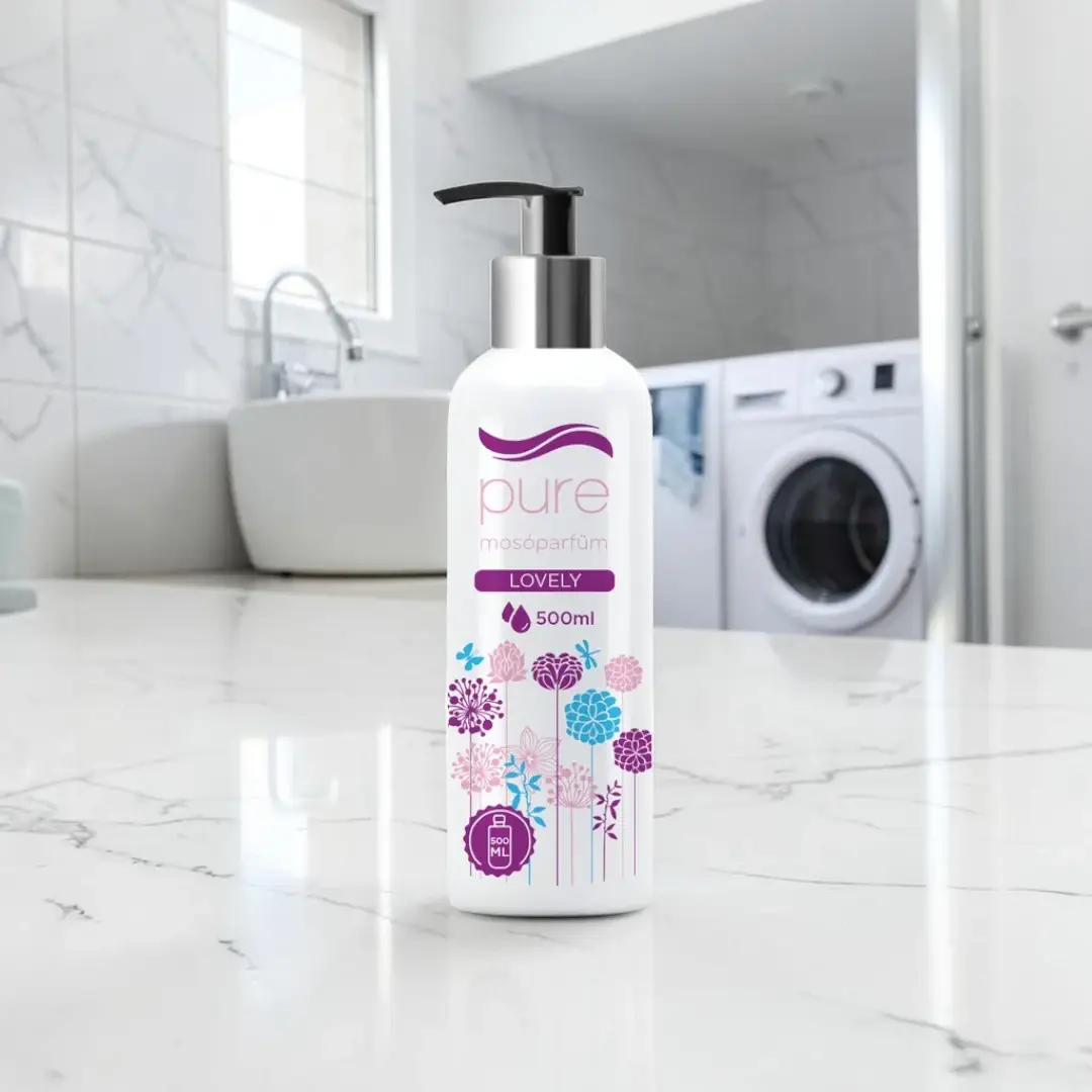 Pure Lovely mosóparfüm, hosszan tartó mosóparfüm, vegán mosóparfüm Pure Lovely, antiallergén mosóparfüm Pure Lovely, Pure Lovely illatú mosóparfüm, textil illatosító mosóparfüm, virágos mosóparfüm, öblítő alternatíva