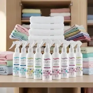 vízbázisú textil illatosító spray, környezetbarát légfrissítő, hajtógázmentes szagsemlegesítő spray, Pure kárpit illatosító, természetes parfümolaj légfrissítő