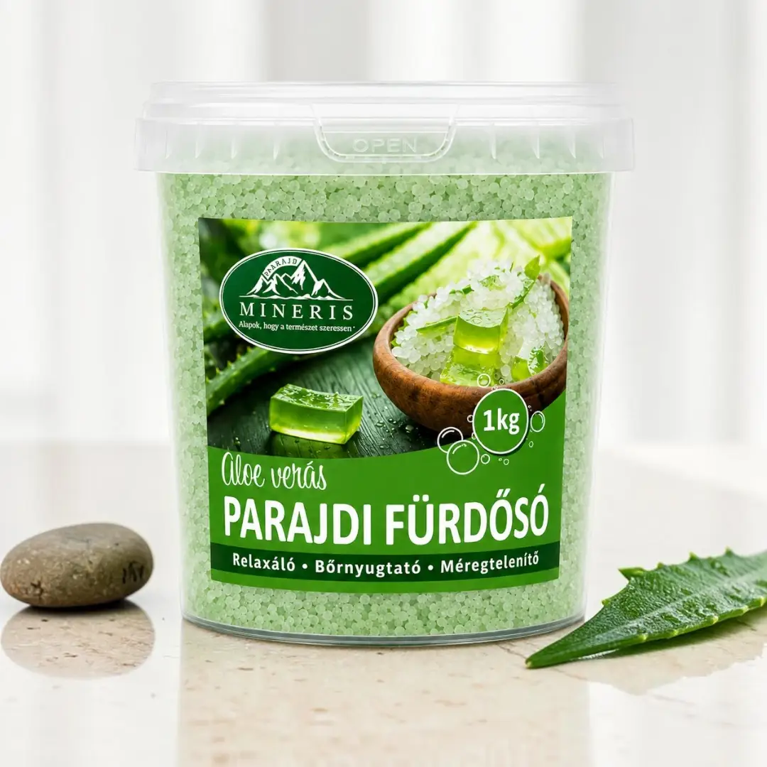 aloe verás fürdősó, hidratáló fürdősó, erdélyi kristálysó, vegán fürdősó, családi fürdősó, kímélő fürdősó